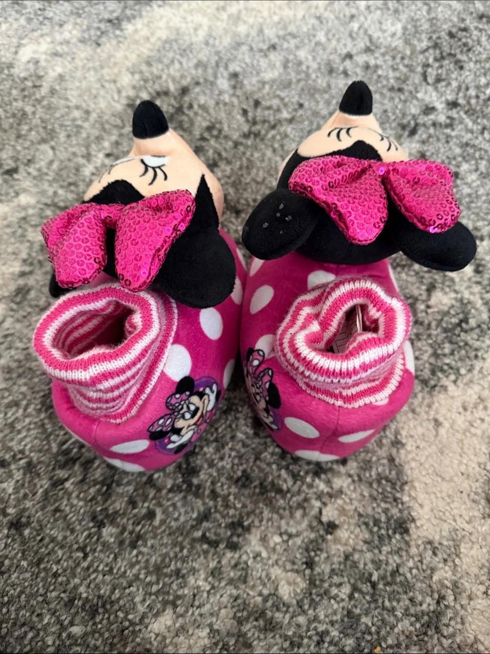 Minnie Mouse Pink Polka Dot Toddler Slippers